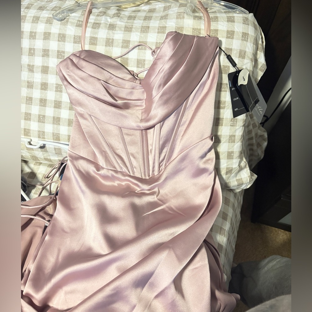 Dusty Rose Satin Prom/Fancy Dress for weddings or event
